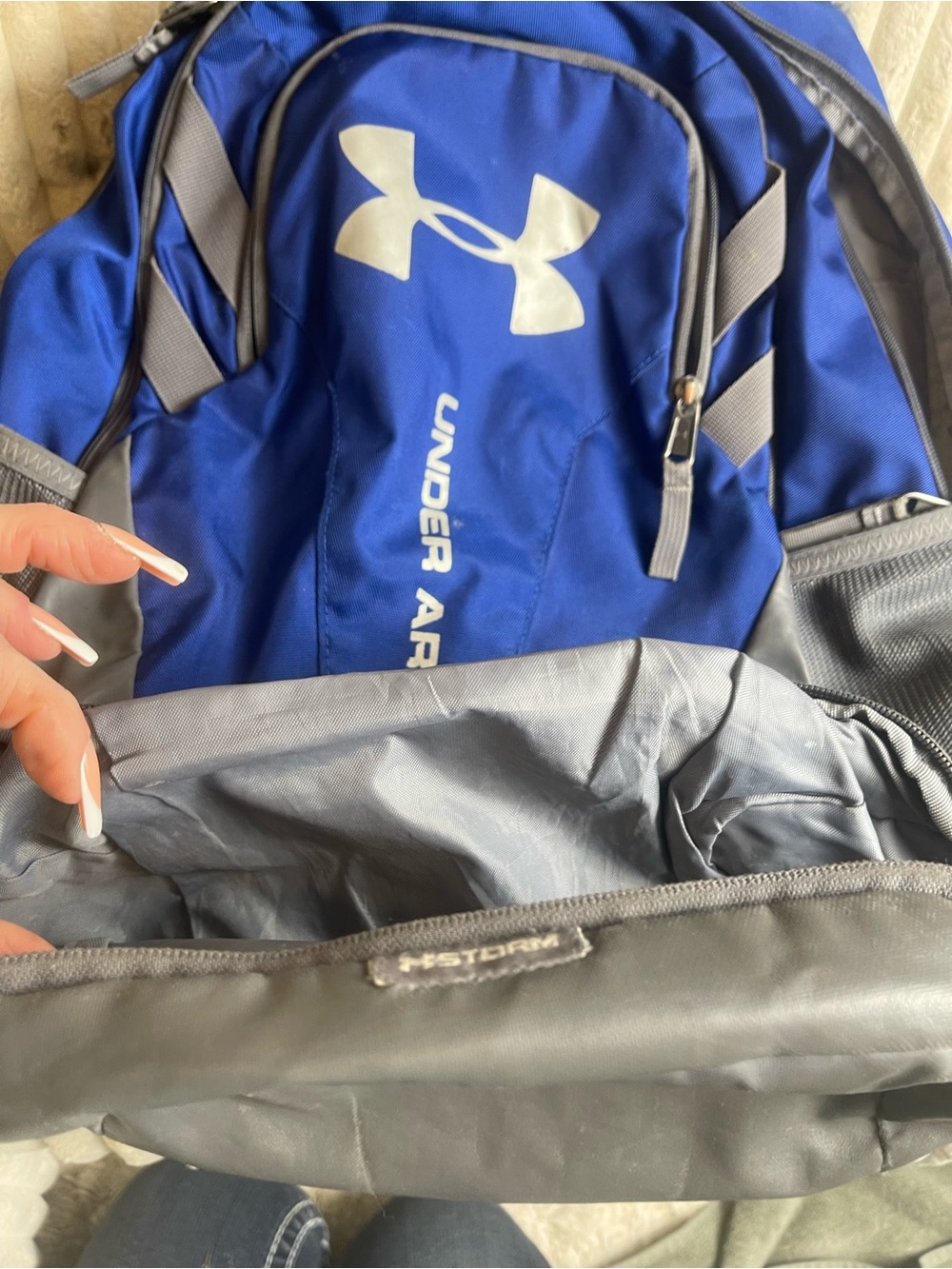 Under Armour Blue and Gray Backpack with White Logo - Picture 9 of 9